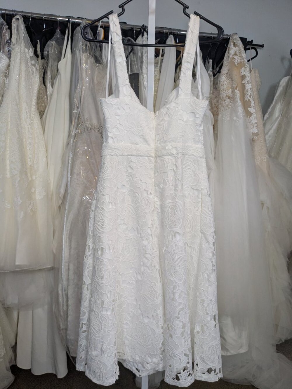 NWOT Lulus Divine Beauty White Lace Midi Dress With Pockets Size M - Picture 9 of 9
